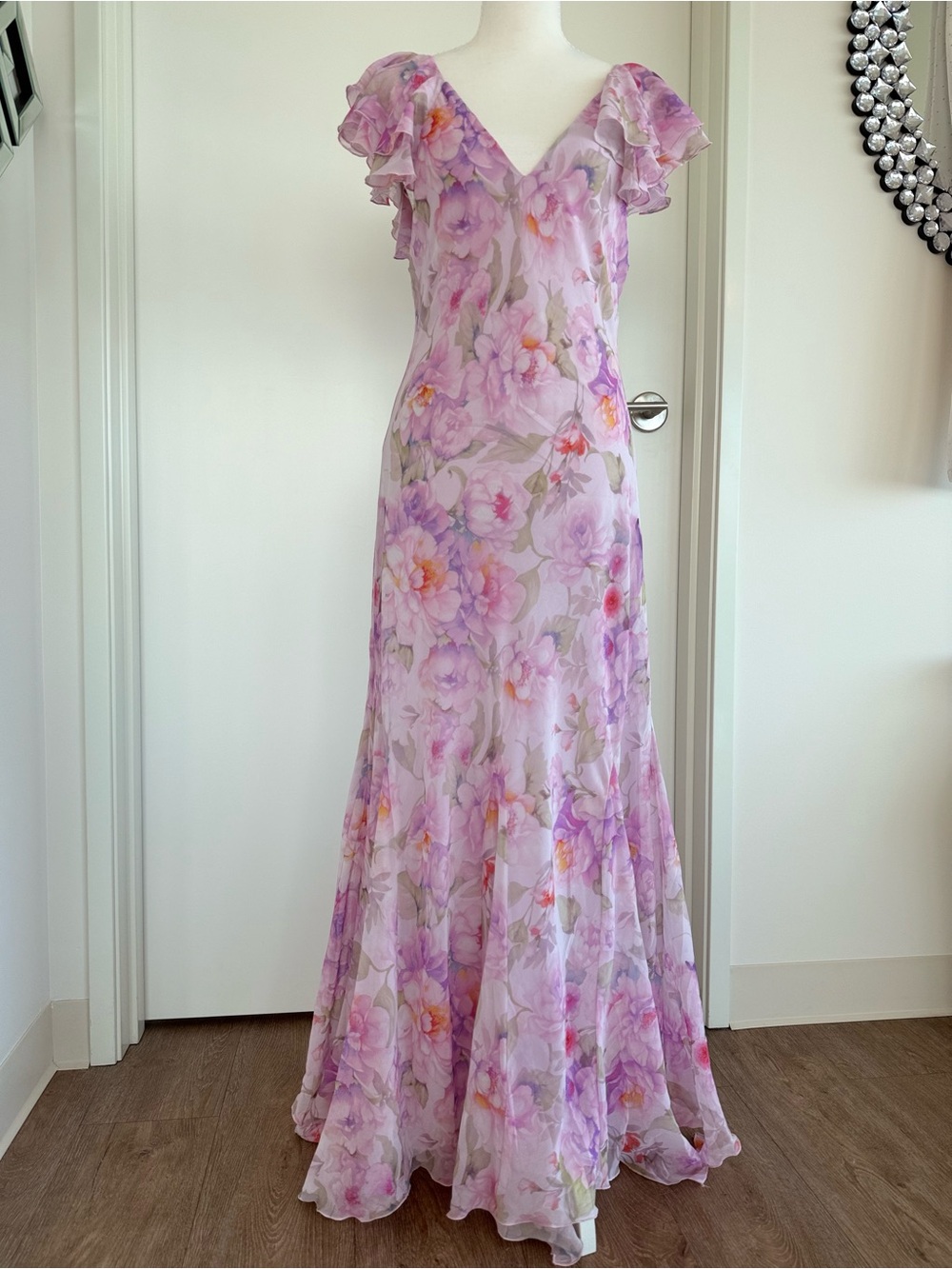 Mango Pastel Floral V-Neck Dress in Lavender and Pink - Picture 6 of 15